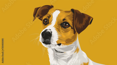 Vibrant Vector Portrait of a Jack Russell Terrier on a Golden Background