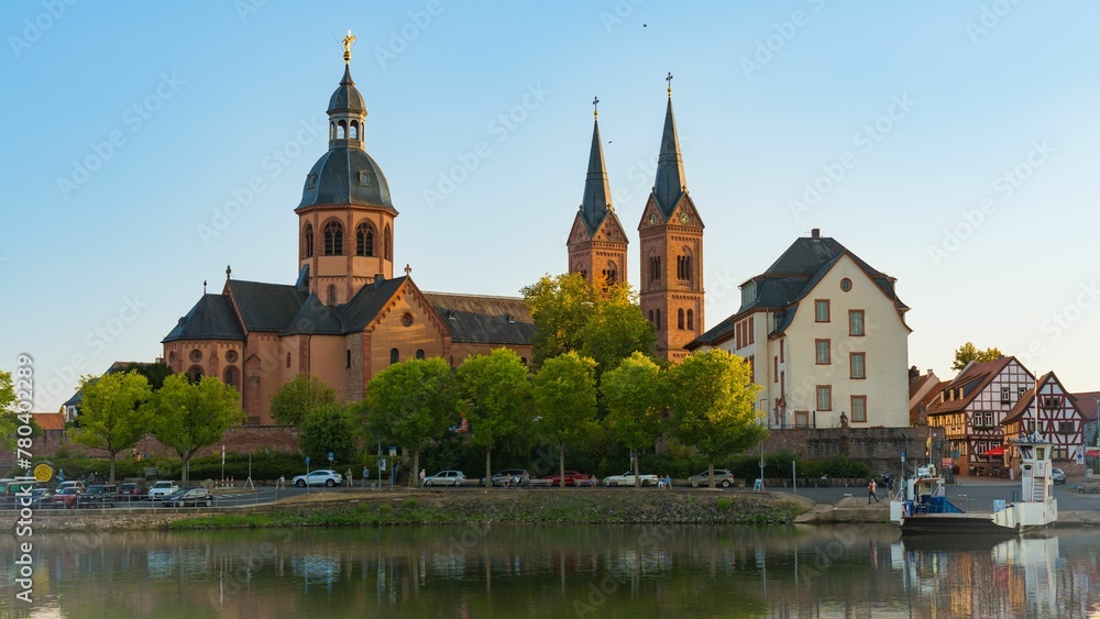 Beautiful shot of the cathedral in Seligenstadt, Hesse, Germany on a daylight over the river Main