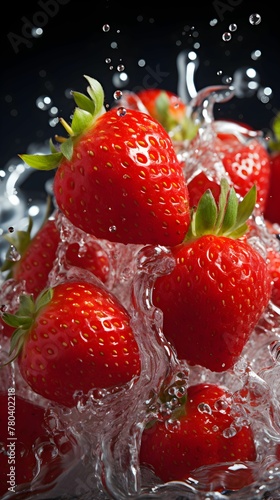 AI generated illustration of fresh strawberries with water droplets