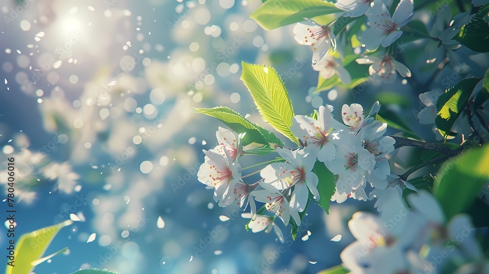 Digital fantasy cherry blossoms under the blue sky poster web page PPT background Digital fantasy cherry blossoms under the blue sky poster web page PPT background