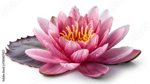 pink waterlily or lotus flower isolate on white background
