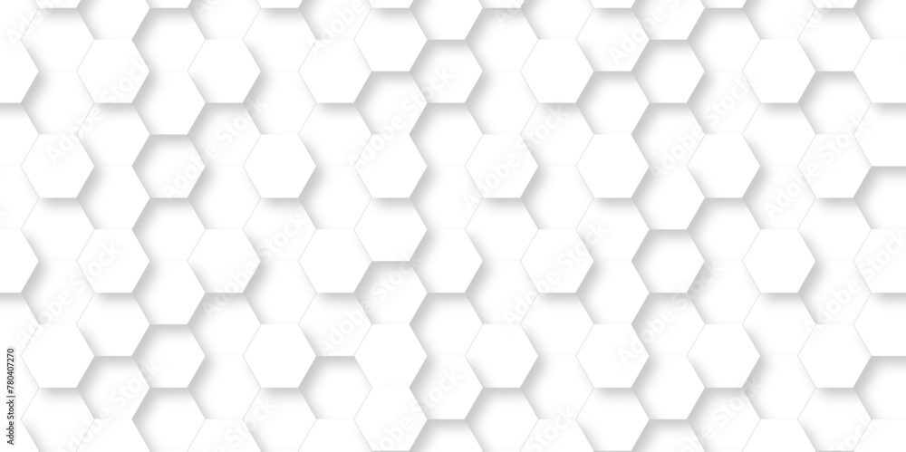 Seamless pattern with hexagons. 3d Hexagonal structure futuristic white background and Embossed Hexagon. Hexagonal honeycomb pattern background with space for text. Abstract Technology, Futuristic. Seamless pattern with hexagons. 3d Hexagonal structure futuristic white background and Embossed Hexagon. Hexagonal honeycomb pattern background with space for text. Abstract Technology, Futuristic.