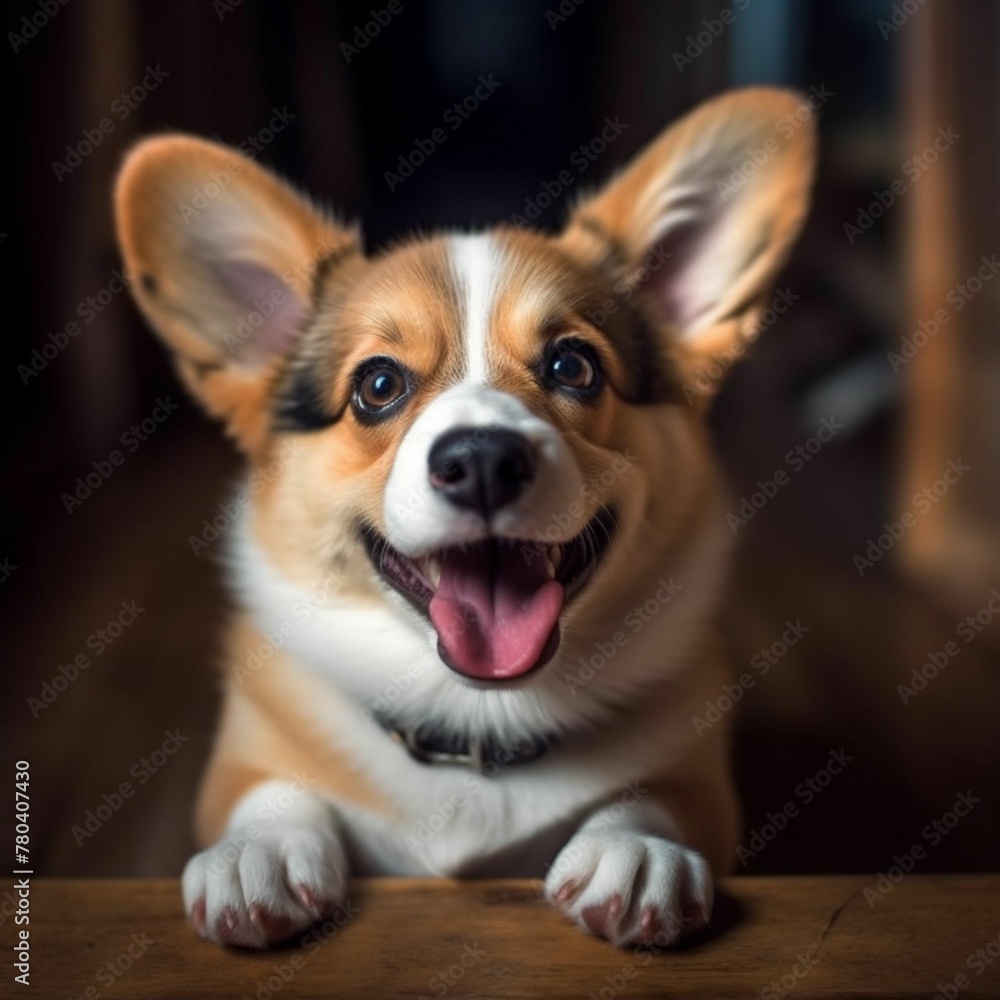 AI generated illustration of a cute, playful Corgi