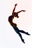 Female dancer gymnast silhouette image on white background. Generative AI. 