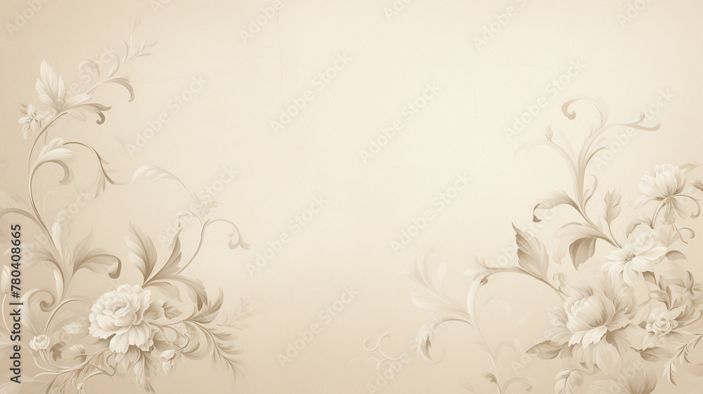 horizontal illustration of a greeting card with flower decoration on both sides and copy space in the middle horizontal illustration of a greeting card with flower decoration on both sides and copy space in the middle