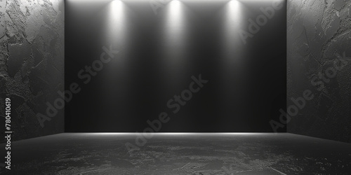  Dark grey black background with a spotlight   empty space for product display or advertising  empty black room studio  black podium