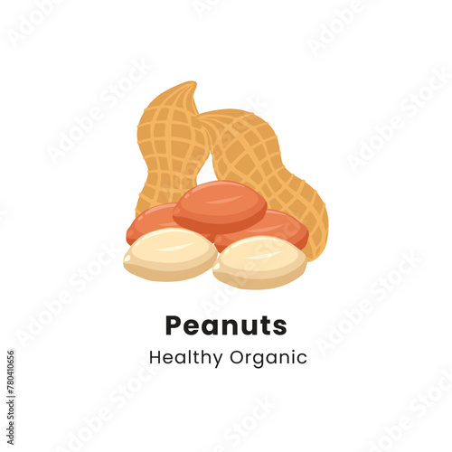 Vector illustration of peanuts on white background