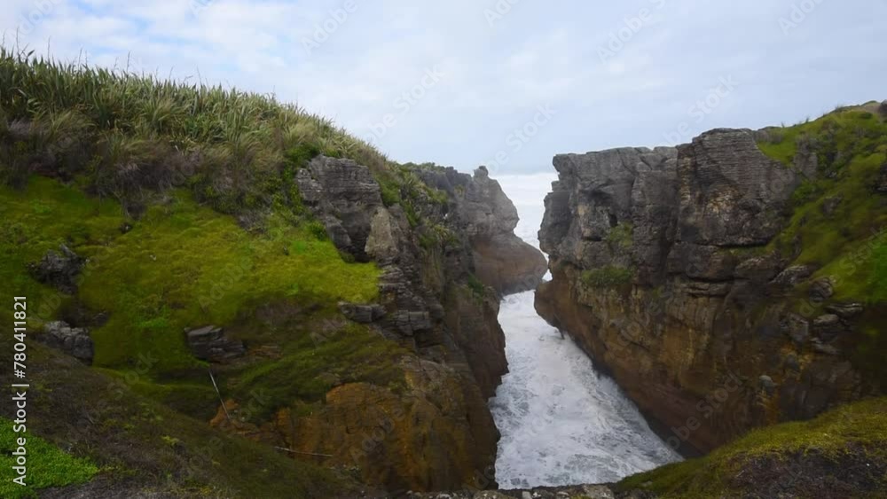 Beautiful view of the famous Punakaiki Pancake Rocks in the South Island, New Zealand Beautiful view of the famous Punakaiki Pancake Rocks in the South Island, New Zealand