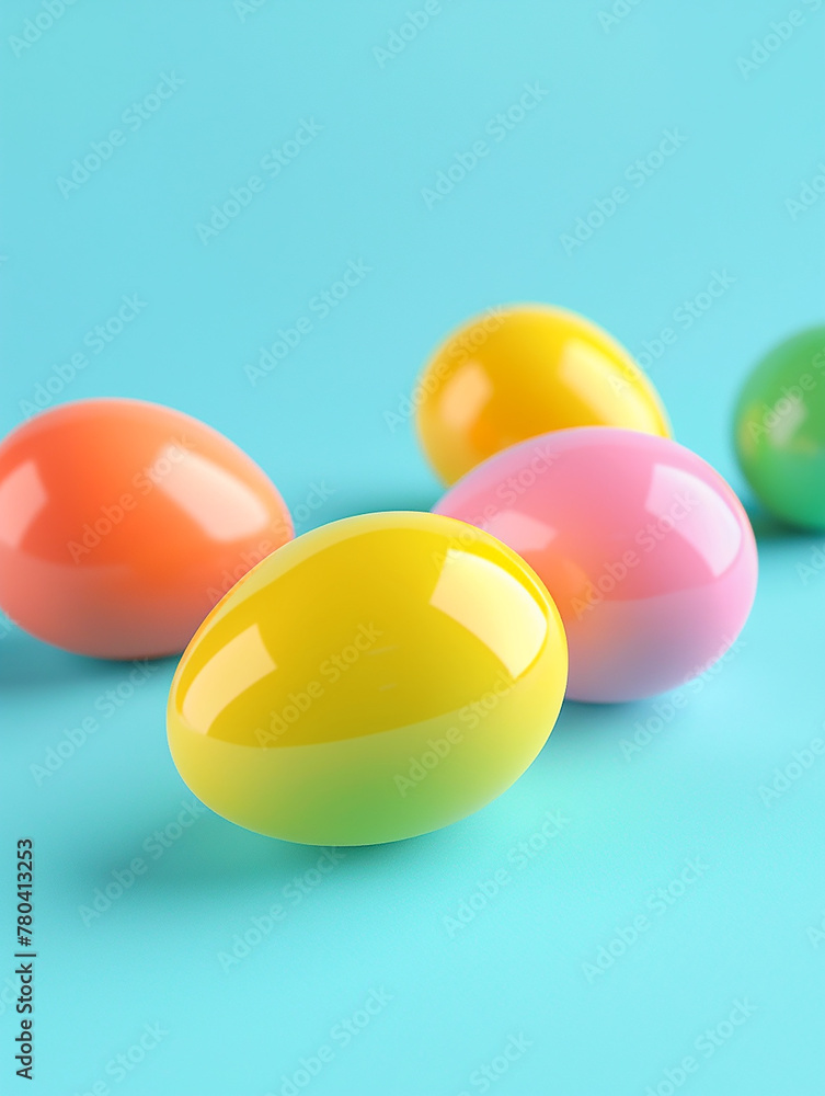 Easter postcard with colored eggs