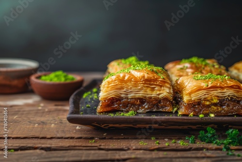 Turkish baklava, traditional oriental sweet. with nuts, honey, puff pastry - a must try in Istanbul