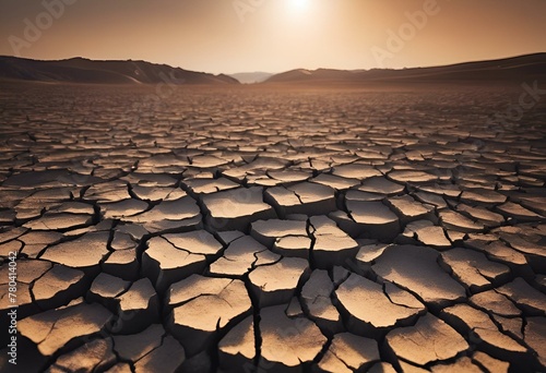 AI generated illustration of cracked desert landscape with parched earth