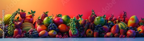 Colorful Fruit  Intricate Layers  Unveiling Creativity  Captivating all who witness  3D Render  Silhouette Lighting  Chromatic Aberration