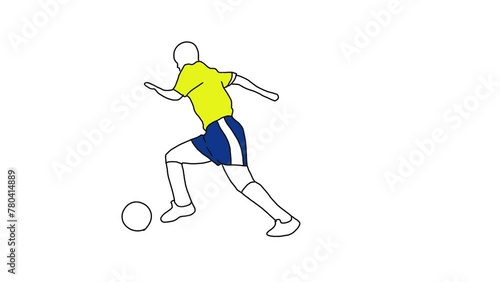 rotoscope animation of football player dribbling ball