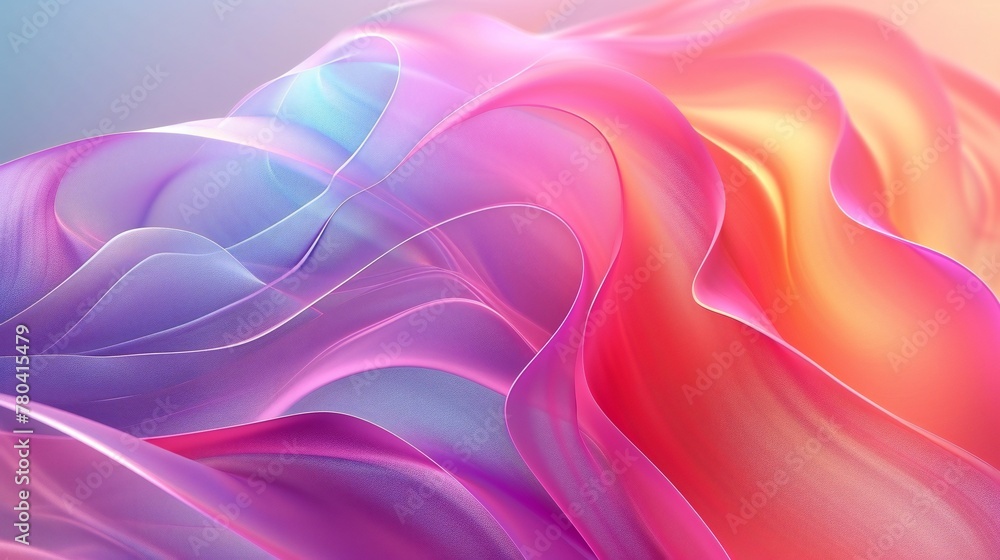 Fototapeta premium Serene Cascades: Layers of minimalist 3D waves cascade with tranquility, inviting viewers to unwind and find peace.