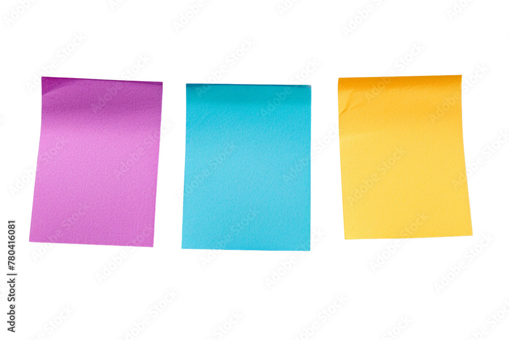 Three sticky notes isolated, item office supplies Three sticky notes isolated, item office supplies