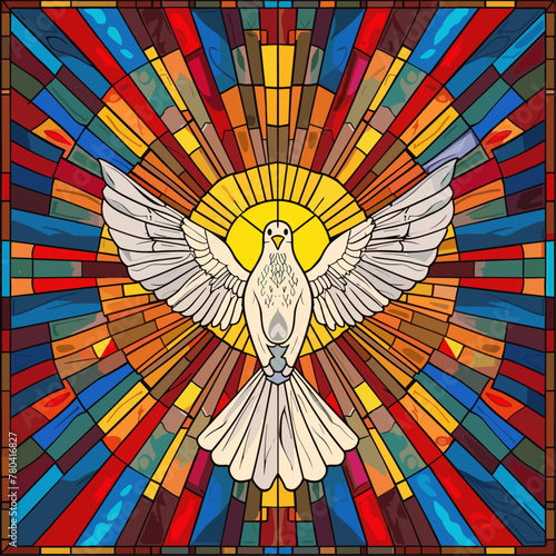 White dove stained glass window
