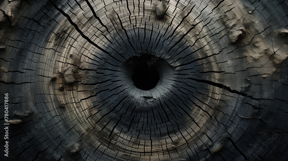 an old wooden piece with a hole in it that has been chopped off - obrazy, fototapety, plakaty 