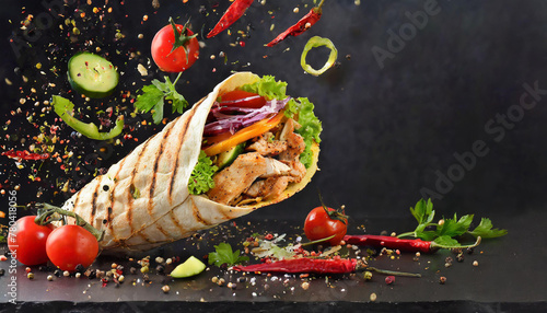 ラップサンド、ロールサンド、サンドイッチ、シャワルマ、ドネルサンドウィッチ、空飛ぶ具材、バナー広告