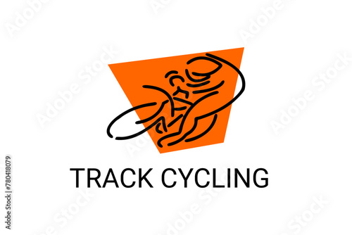 Track Cycling sport vector line icon. sportman with Track Cycling's bike. sign. sport pictogram illustration