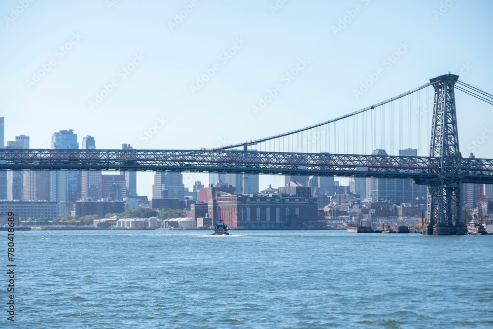 Naklejka premium Beautiful shot the Brooklyn bridge, New York city