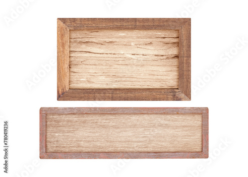 Old Wooden frame isolated on white with clipping path include.