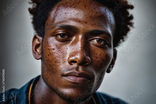 AI generated illustration of a portrait of a man with birthmarks photo