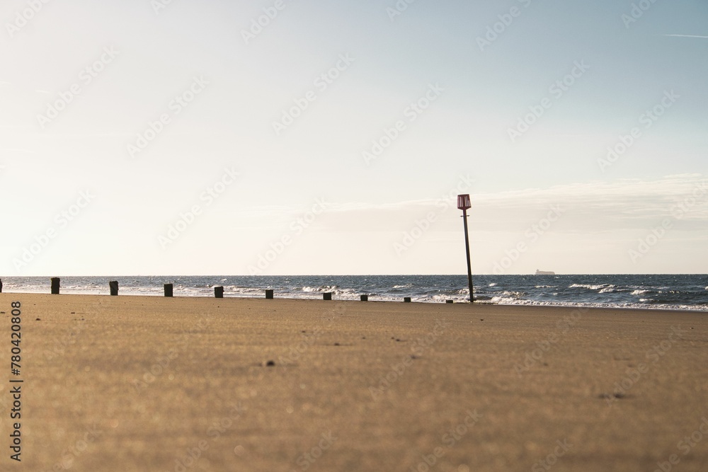 Beautiful view of the sand landscape and sea in Sandown bay, Isle of Wight