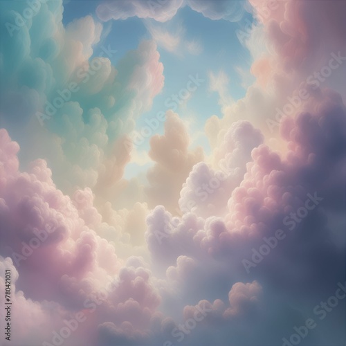 AI generated illustration of the fluffy clouds in the sky photo