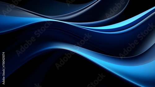 Captivating Fluid Dynamics - Mesmerizing Abstract Blue and Black Backdrop with Flowing Patterns and Blurred Curves