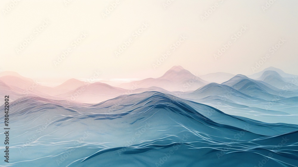 Tranquil Layers: Transparent waves intersect in a minimalist design, evoking a peaceful mood.