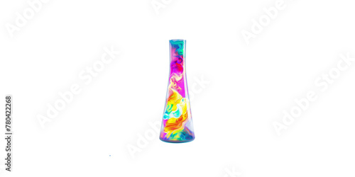 Colorful liquid in a beaker on a white background