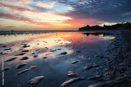 Photography Beautiful shot of the Appley beach on the Isle of Wight during sunset