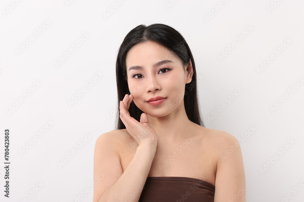Portrait of beautiful woman on white background Portrait of beautiful woman on white background
