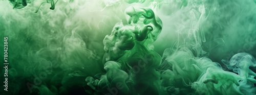 Smoke texture render background, green to dark green fluid texture fractal background © SHI