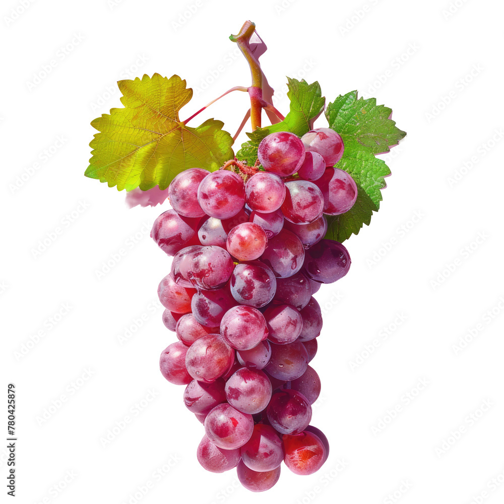 Fototapeta premium Grapes bunch hanging from vine with leaves