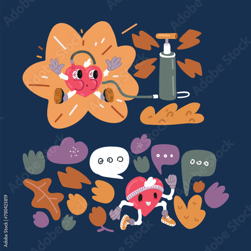 Cartoon vector illustration of exersice icon dark background.