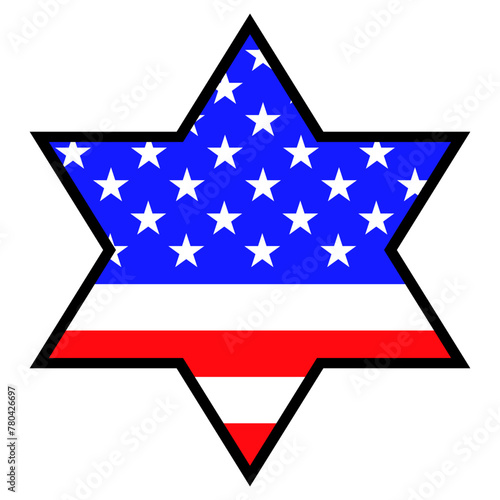 Star of David with american flag inside