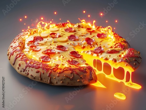 A 3D pizza icon with melty cheese and vibrant toppings