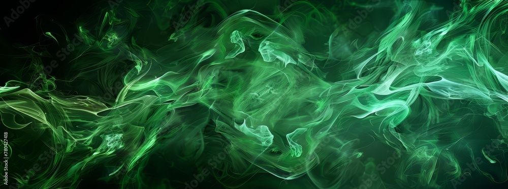 l Green to dark green fluid texture fractal background, smoke texture render background l Green to dark green fluid texture fractal background, smoke texture render background
