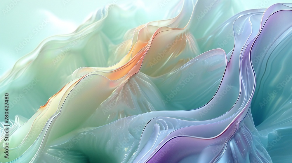 Obraz premium Transparent waves gently ebb and flow, reminiscent of calm waters, ideal for creating a soothing ambiance.