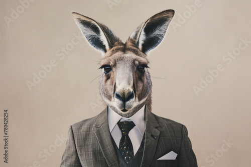kangaroo wearing a suit and tie