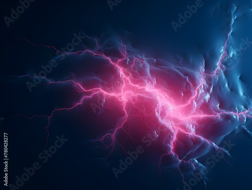Dazzling Electric Synapse:Vibrant Blue and Pink Lightning Energy in Dynamic Sci-Fi Design