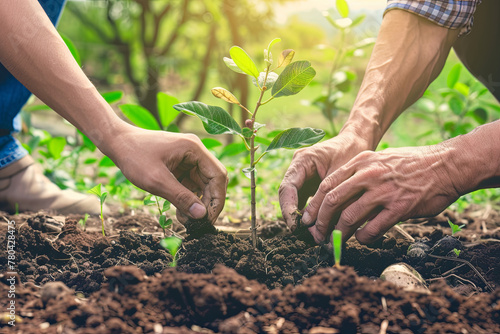 men planting a tree concept of world environment