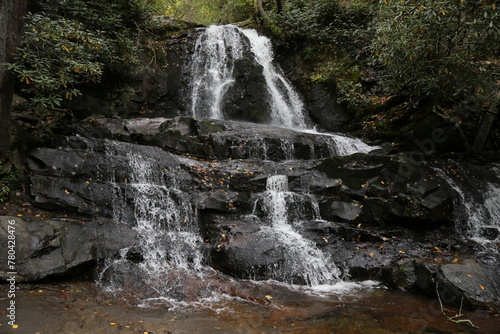 Beautiful landscape of a waterfall in a dense forest