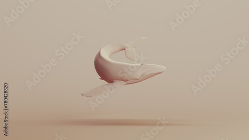 Whale large humpback whale neutral backgrounds soft tones beige brown clay sculpt background 3d illustration render digital rendering