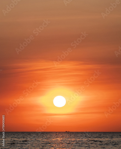 Fototapeta Naklejka Na Ścianę i Meble -  Landscape horizon viewpoint panorama summer shore sea beach nobody wind wave cool holiday look calm big sunset sky twilight evening on day time nature tropical coast beautiful ocean water travel