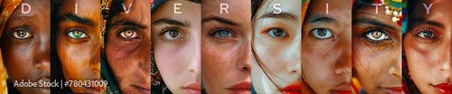 AI generated illustration of a diverse group of women standing together with the word 