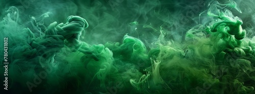 l Green to dark green fluid texture fractal background, smoke texture render background