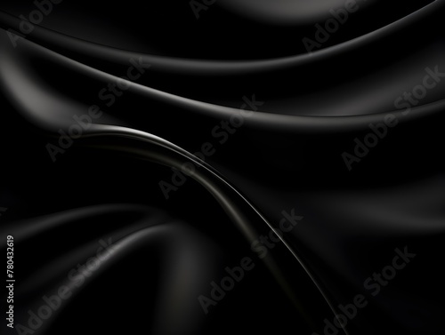 Elegant Black Luxury Fabric with Futuristic Waves and Abstract Background with Copy Space