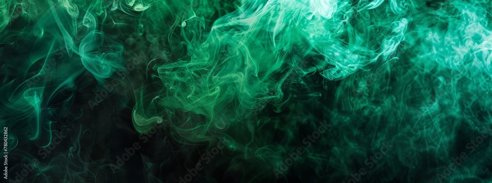 Obraz premium l Green to dark green fluid texture fractal background, smoke texture render background